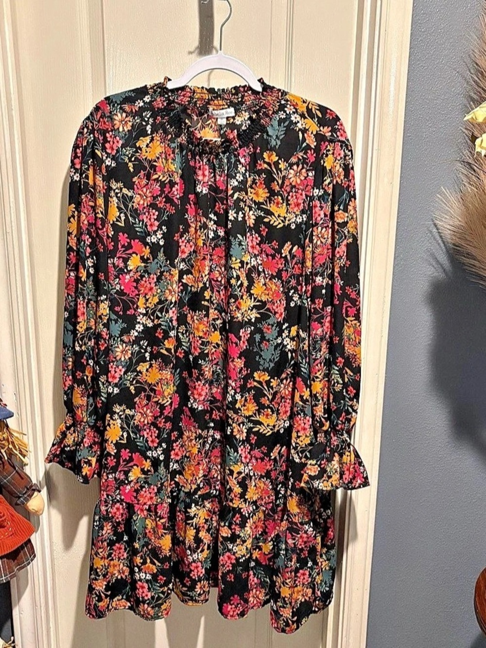 Ophelia Roe Floral Mini Dress Black & Pink Size 3X